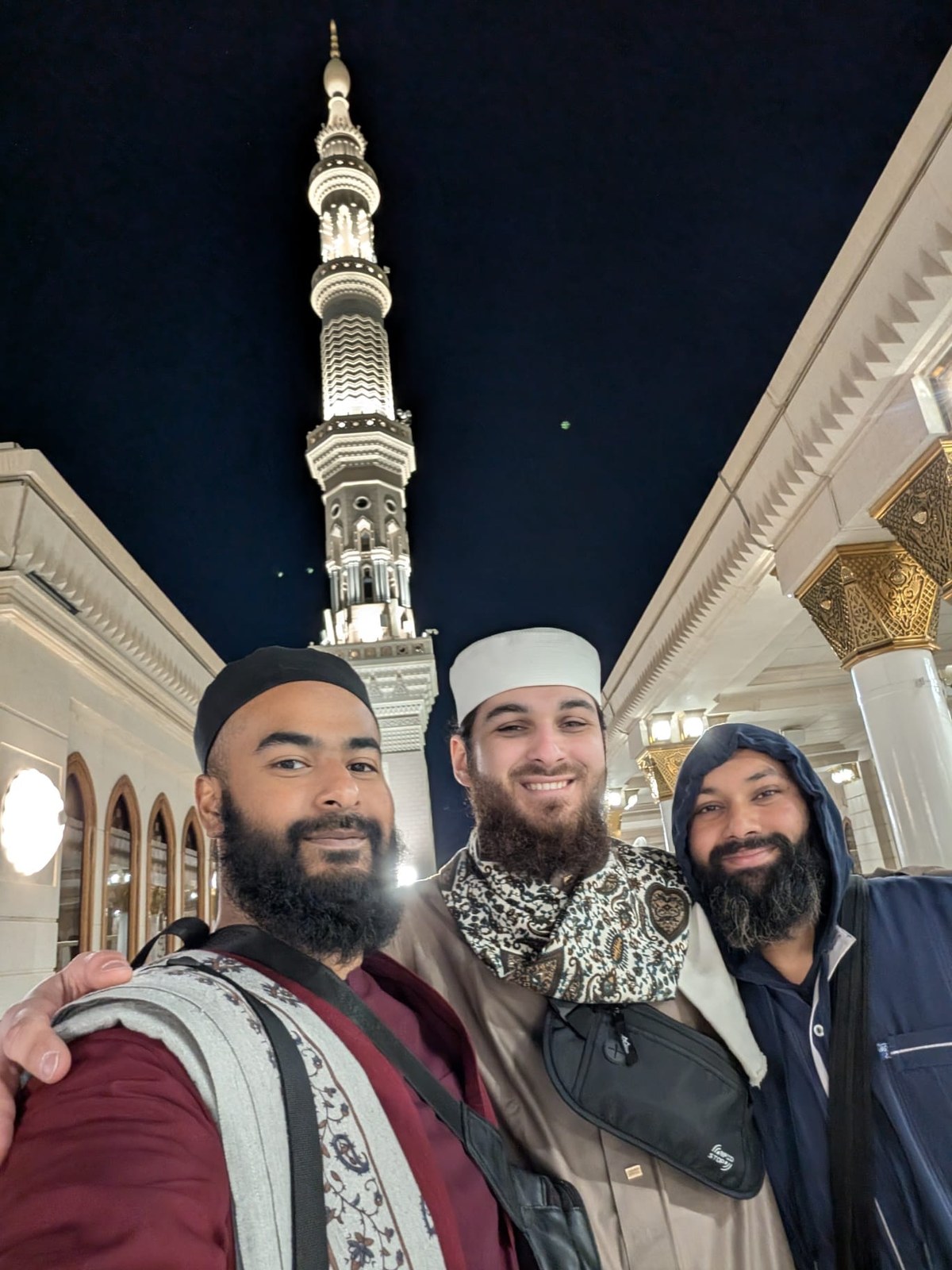 Brothers together at night in Madinah